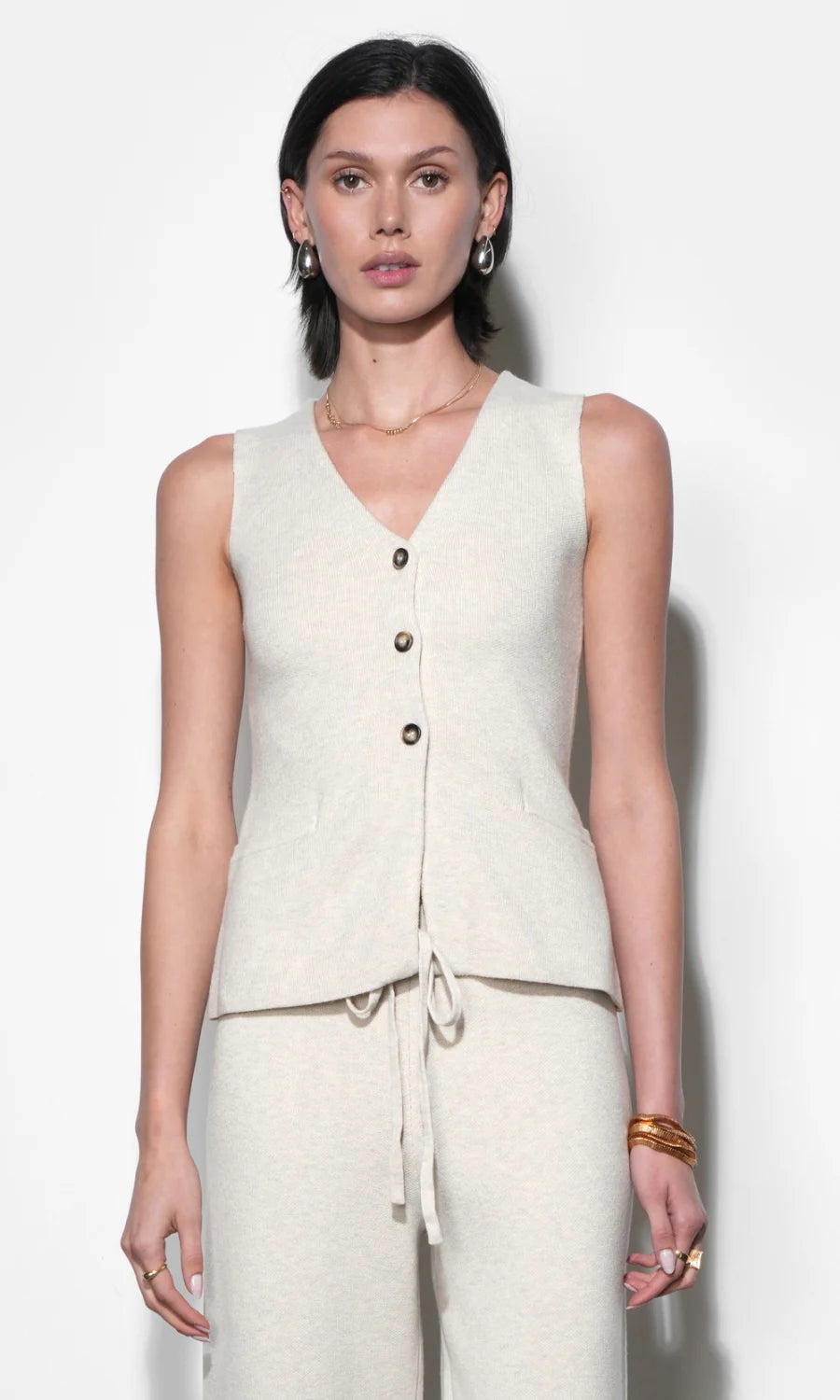 Greylin Raven Sand Slim Fit Knit Vest