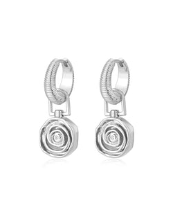 LUV AJ | Rosette Coil Charm Hoop Earrings