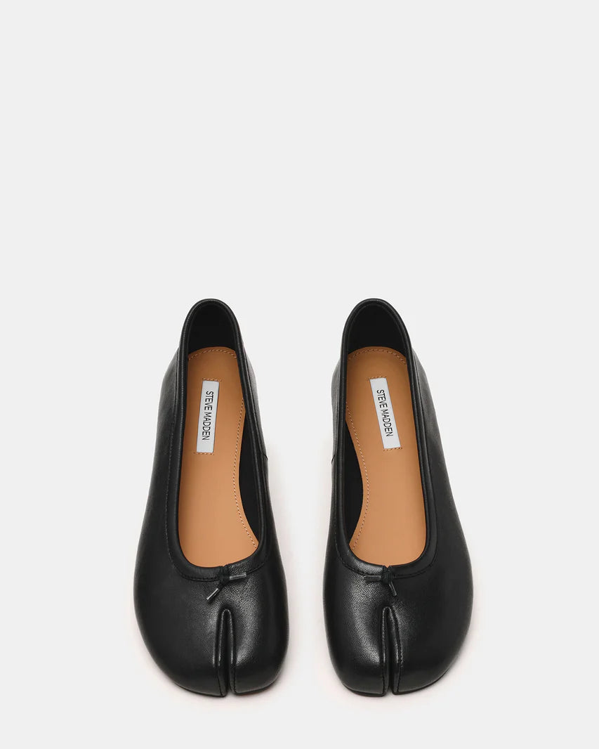Steve Madden Calico Black Leather Split Toe Tabi Ballet Flats