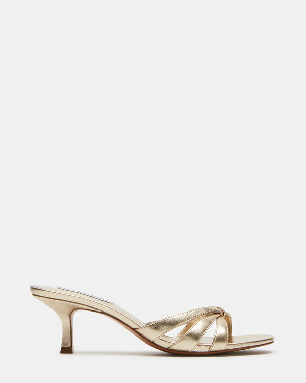 Steve Madden | Cary Gold Leather Square Toe Heels