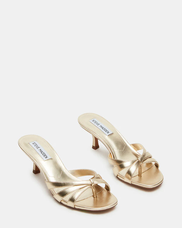 Steve Madden | Cary Gold Leather Square Toe Heels