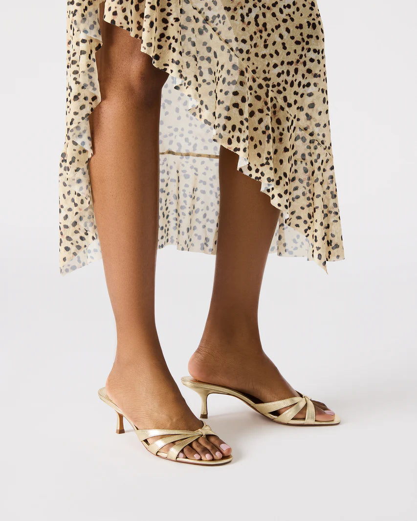Cary Gold Leather Square Toe Heels