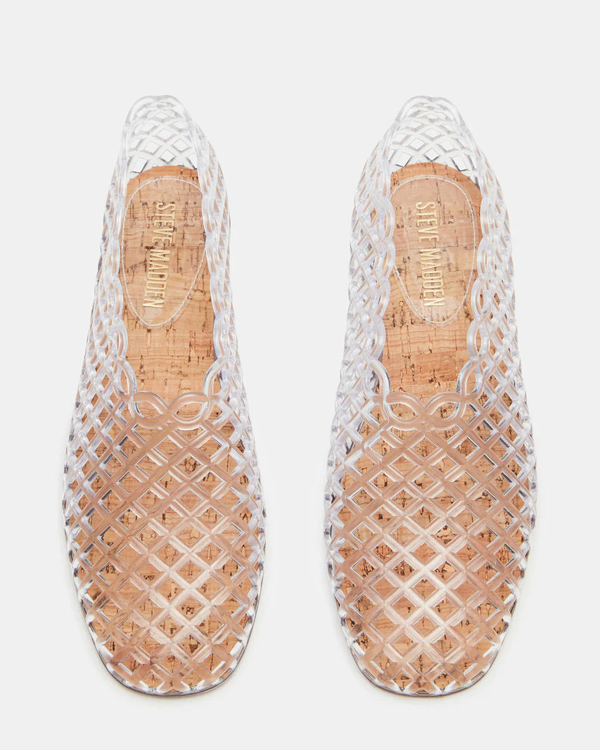 Steve Madden Grove Clear Square Toe Jelly Flats