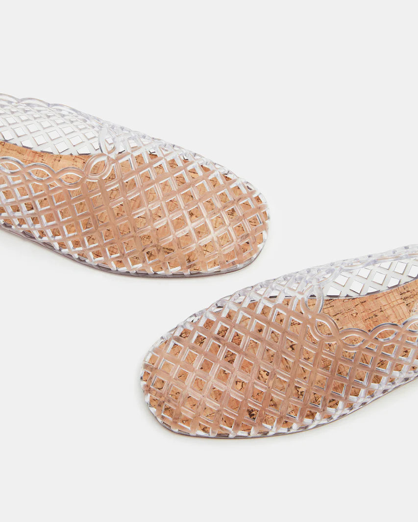 Steve Madden Grove Clear Square Toe Jelly Flats