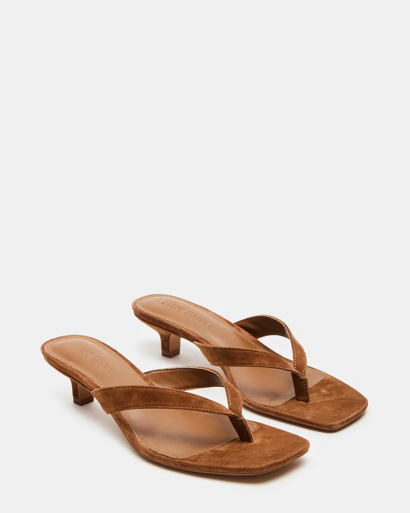 Steve Madden | Tracie Chestnut Suede Thong Strap Kitten Heels
