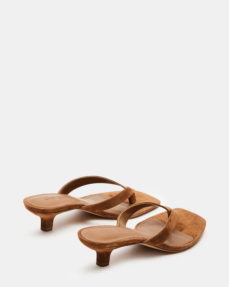 Steve Madden | Tracie Chestnut Suede Thong Strap Kitten Heels