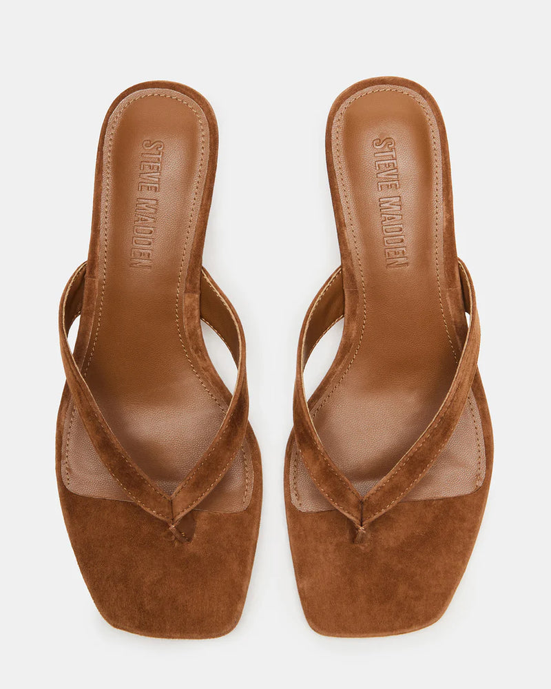 Steve Madden | Tracie Chestnut Suede Thong Strap Kitten Heels