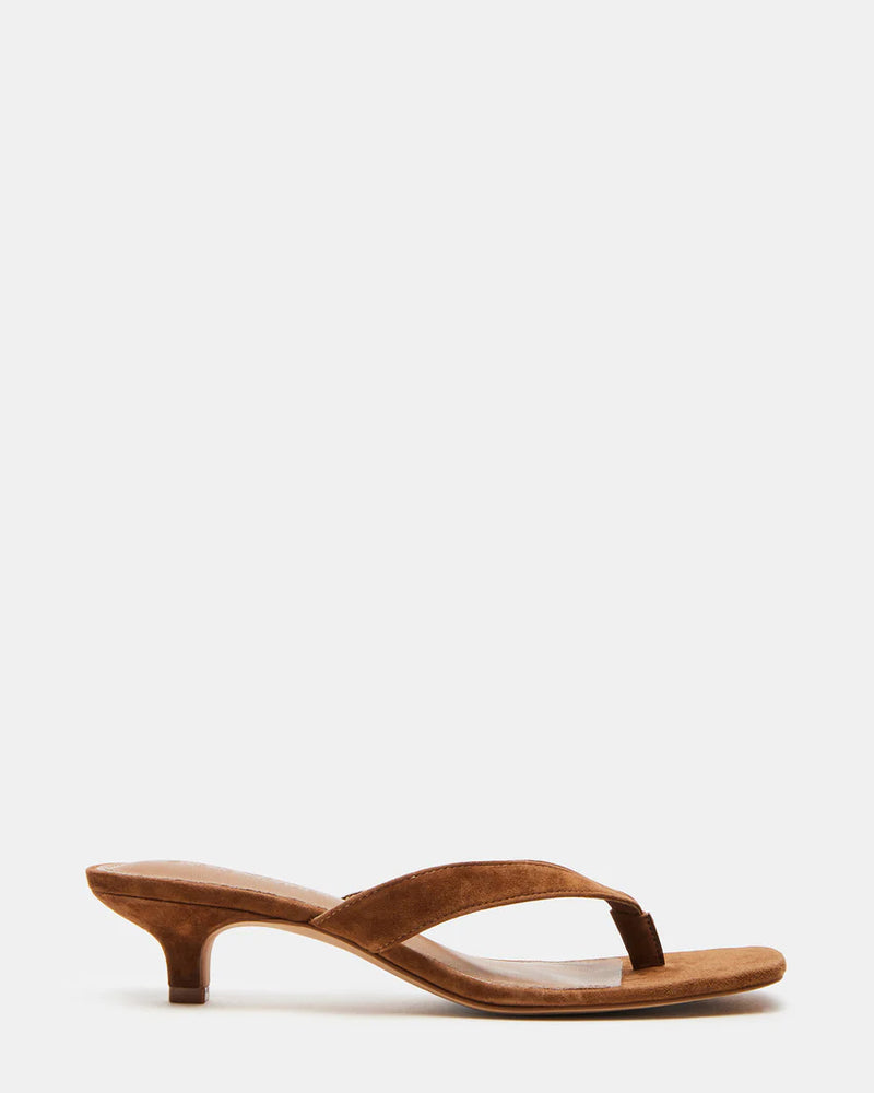 Steve Madden | Tracie Chestnut Suede Thong Strap Kitten Heels