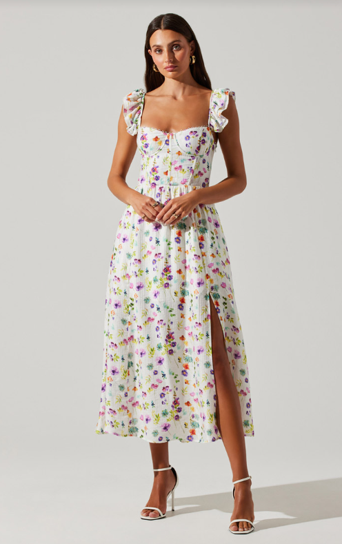 FINAL SALE ASTR the Label | Wedelia Dress | Cream Purple Floral