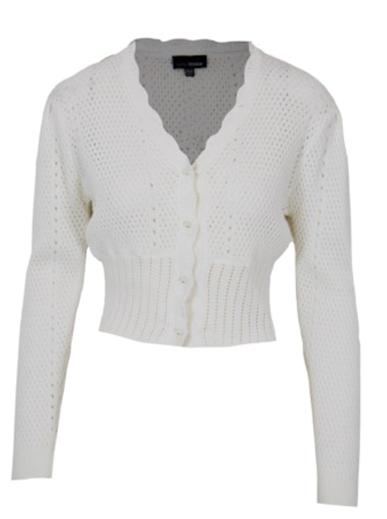 Dorothy Scalloped Cardigan | White
