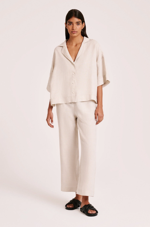 Nude Lucy | Lounge Linen Crop Pant | Natural