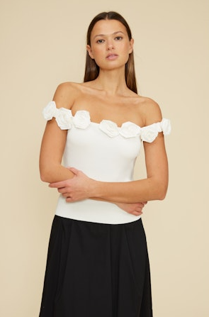 Kamila Floral Detail Top | White
