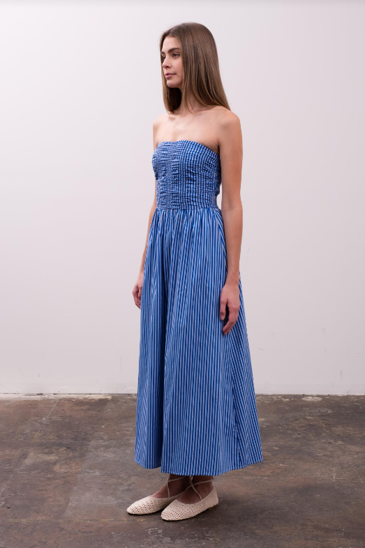 Millie Strapless Midi Dress | Blue
