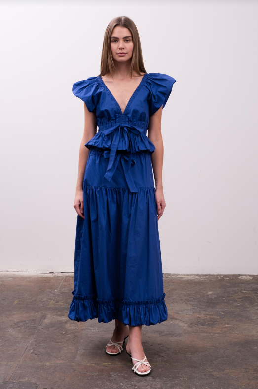 May Bubble Sleeve Top | Blue