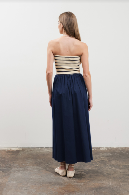 Ava Striped Midi Sweater Dress | Navy