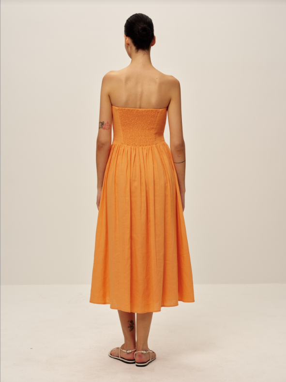 Cello Linen Dress | Orange