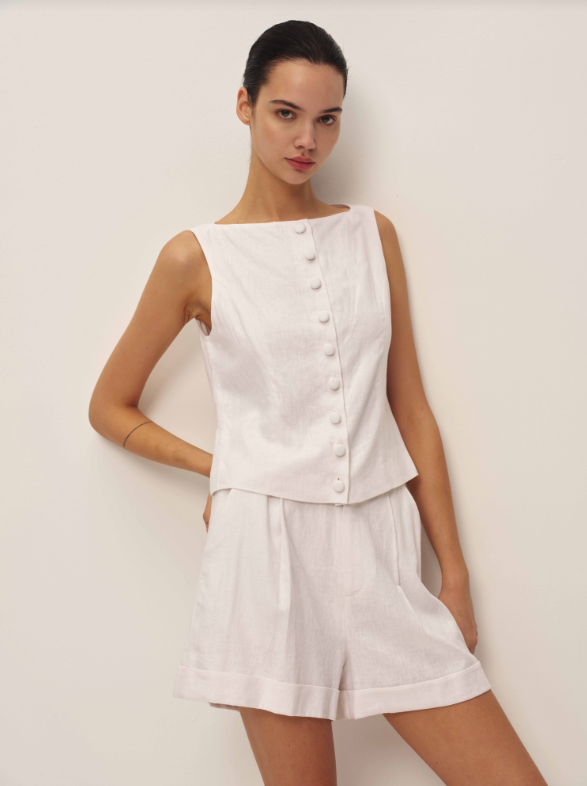 Gemma Linen Top | White