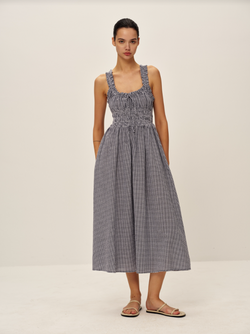 Elodie | Cherlee Midi Dress | Navy Gingham