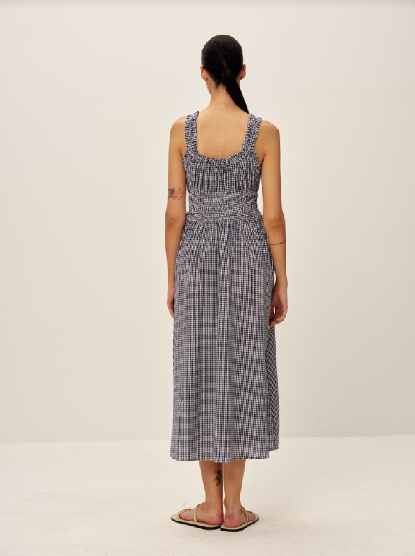Elodie | Cherlee Midi Dress | Navy Gingham