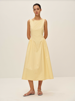 Elodie | Lennon Poplin Dress | Yellow