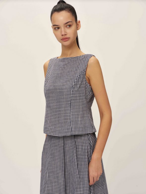 Elodie | Britney Top | Navy Gingham