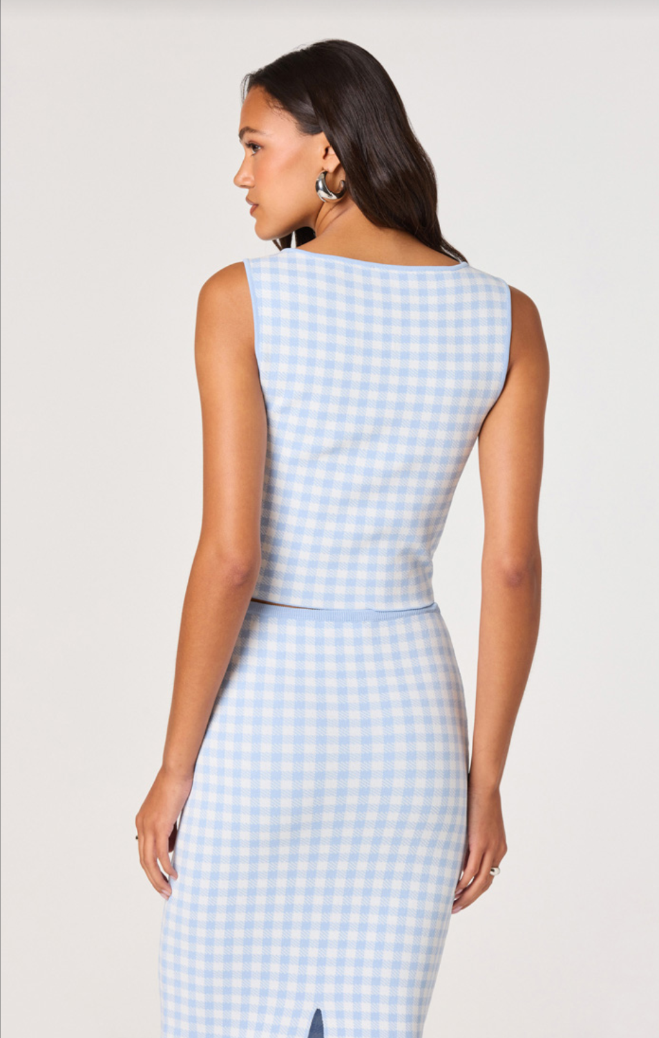 ASTR The Label Babbett Blue Gingham Sweater Top