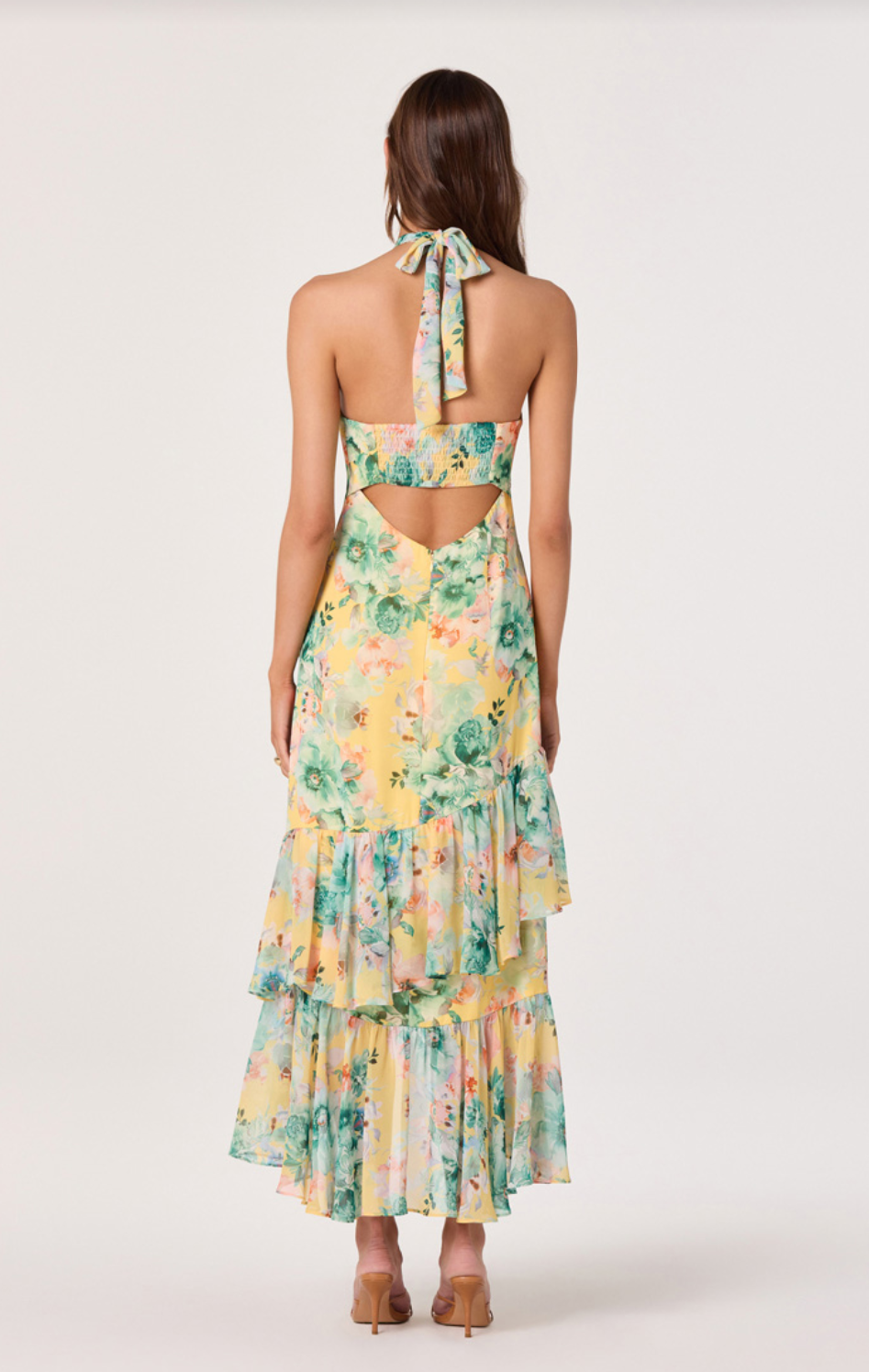 Bethina Yellow Green Floral Dress