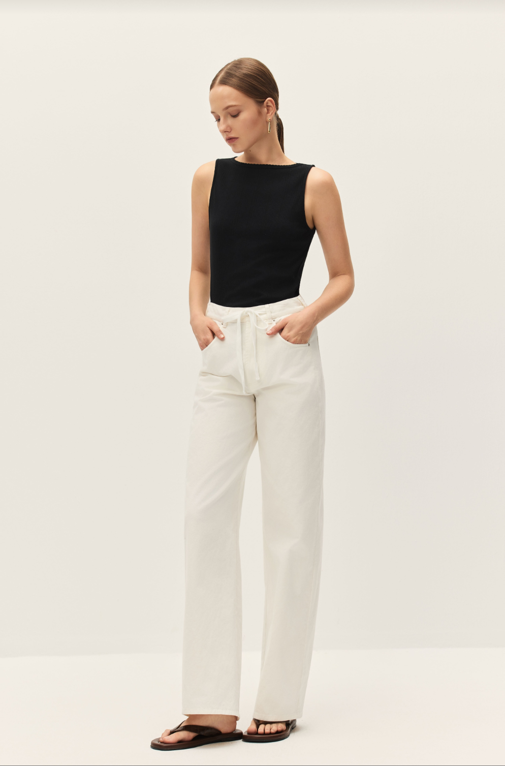 Elodie Edda White Wide Leg Pants