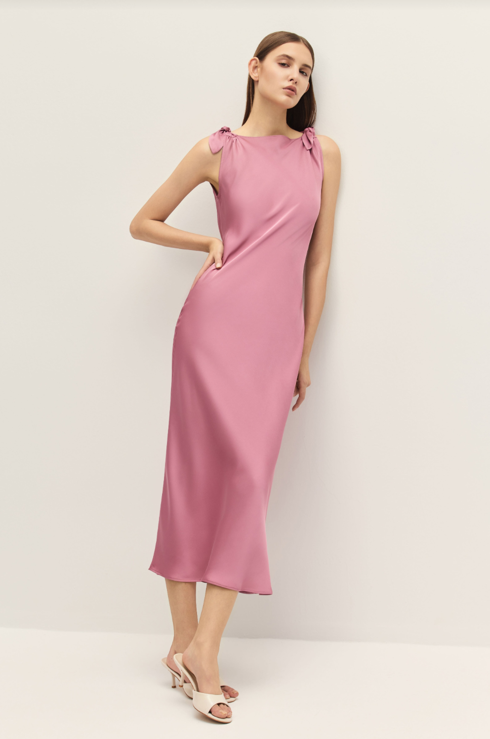 Elodie Belle Rose Satin Midi Dress