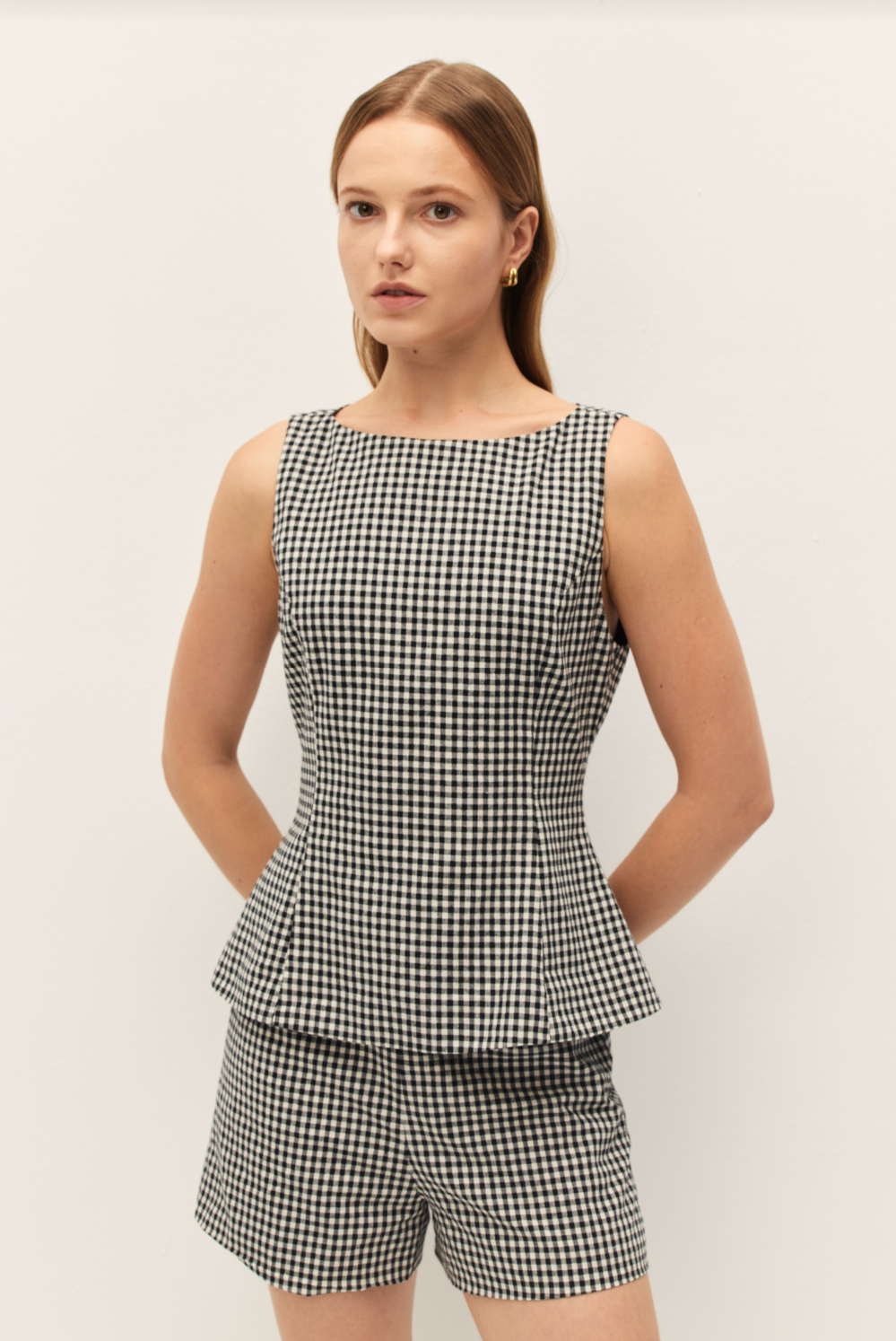 Elodie Birdie Gingham Peplum Top