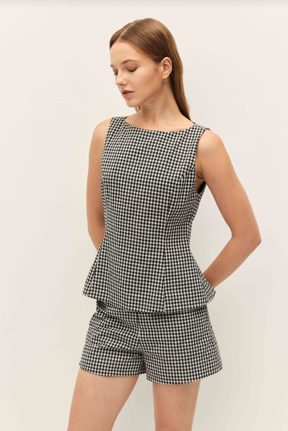 Elodie Birdie Gingham Peplum Top