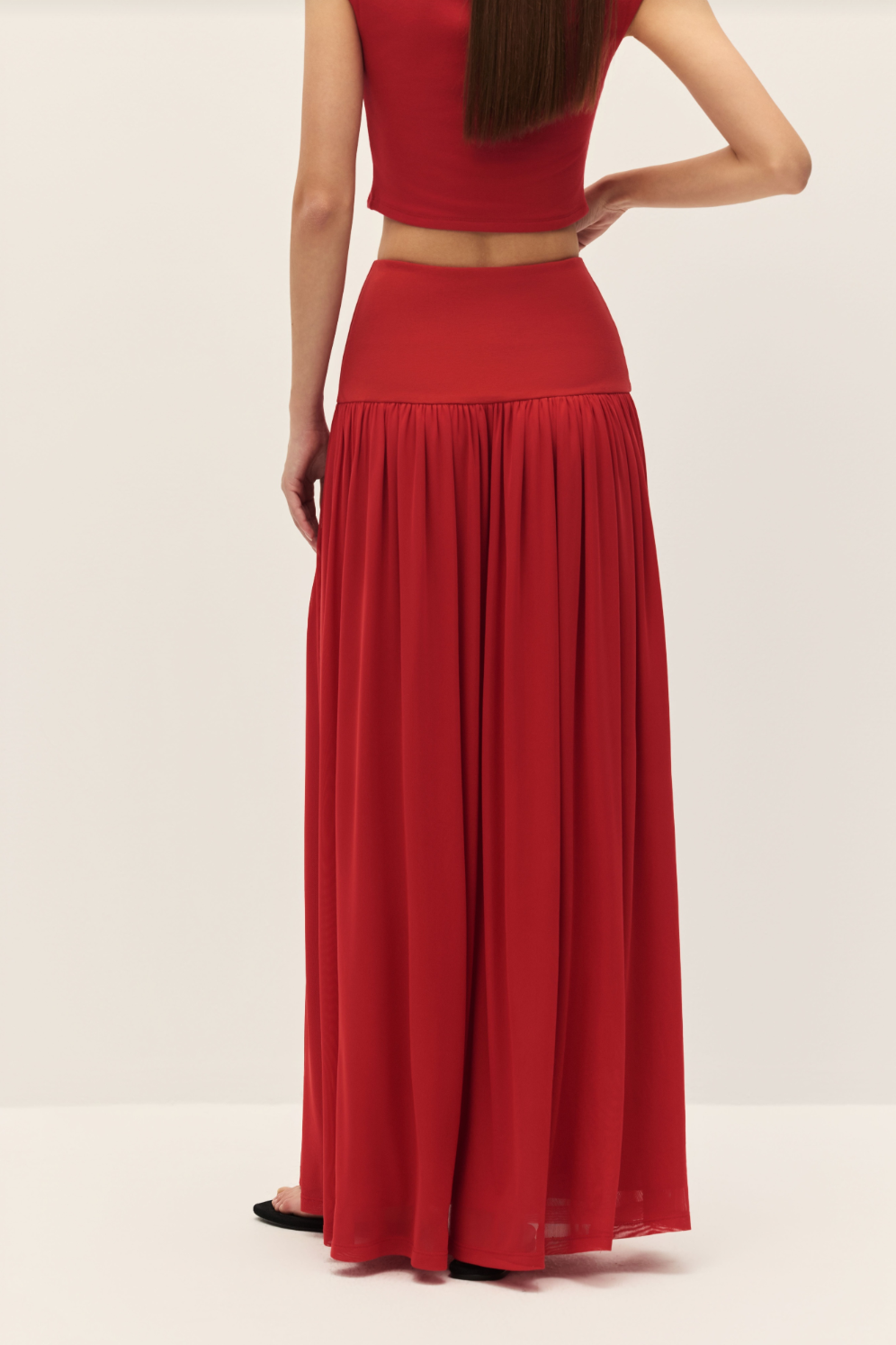 Elodie Darya Coral Red Knit Maxi Skirt