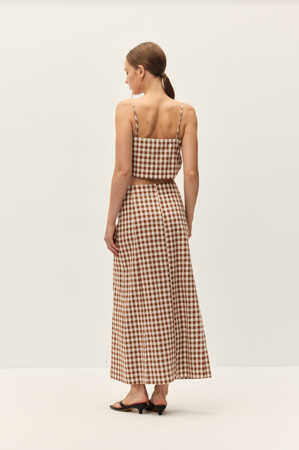 Elodie Bianca Gingham Maxi Skirt