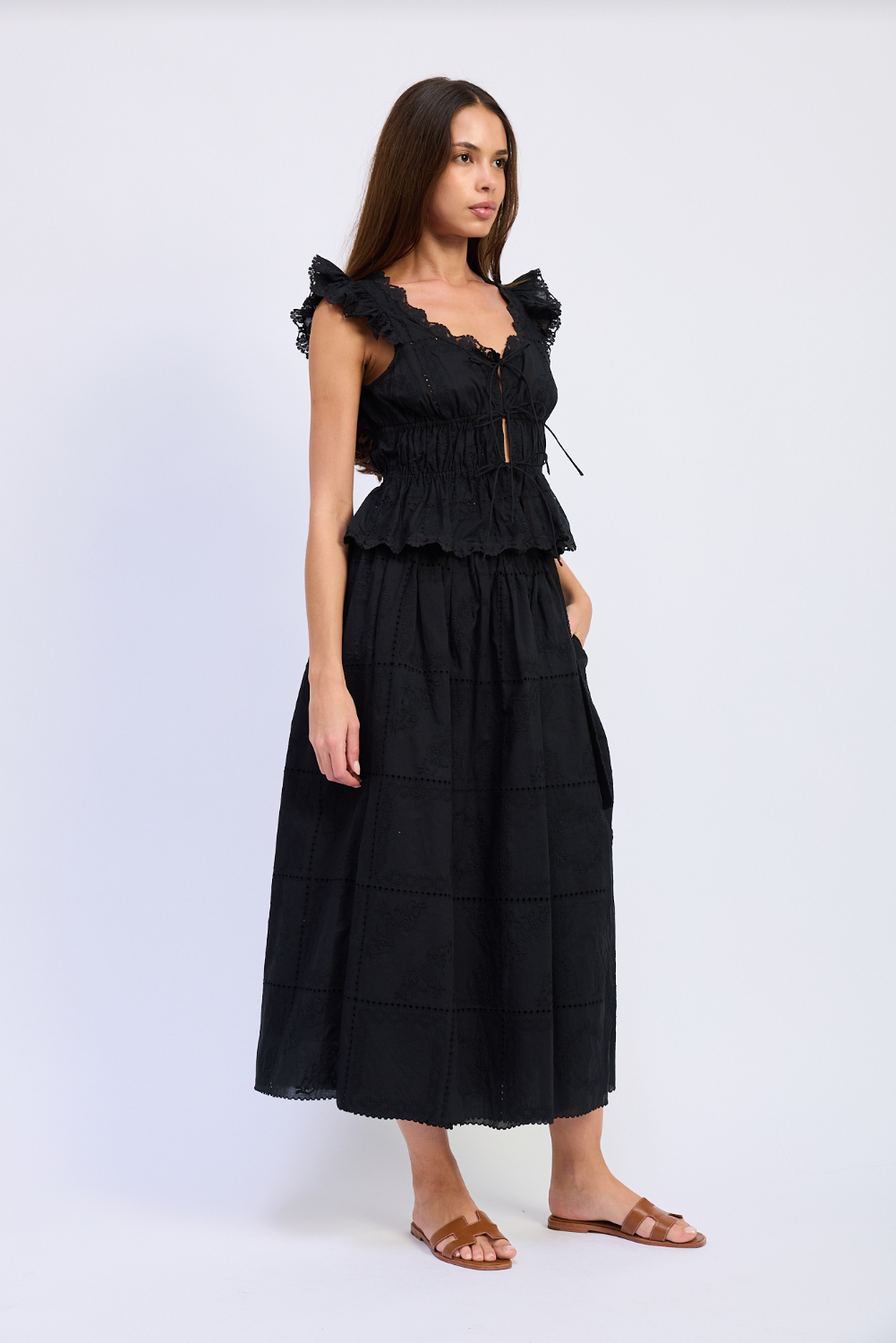 En Saison Astrid Black Eyelet Top