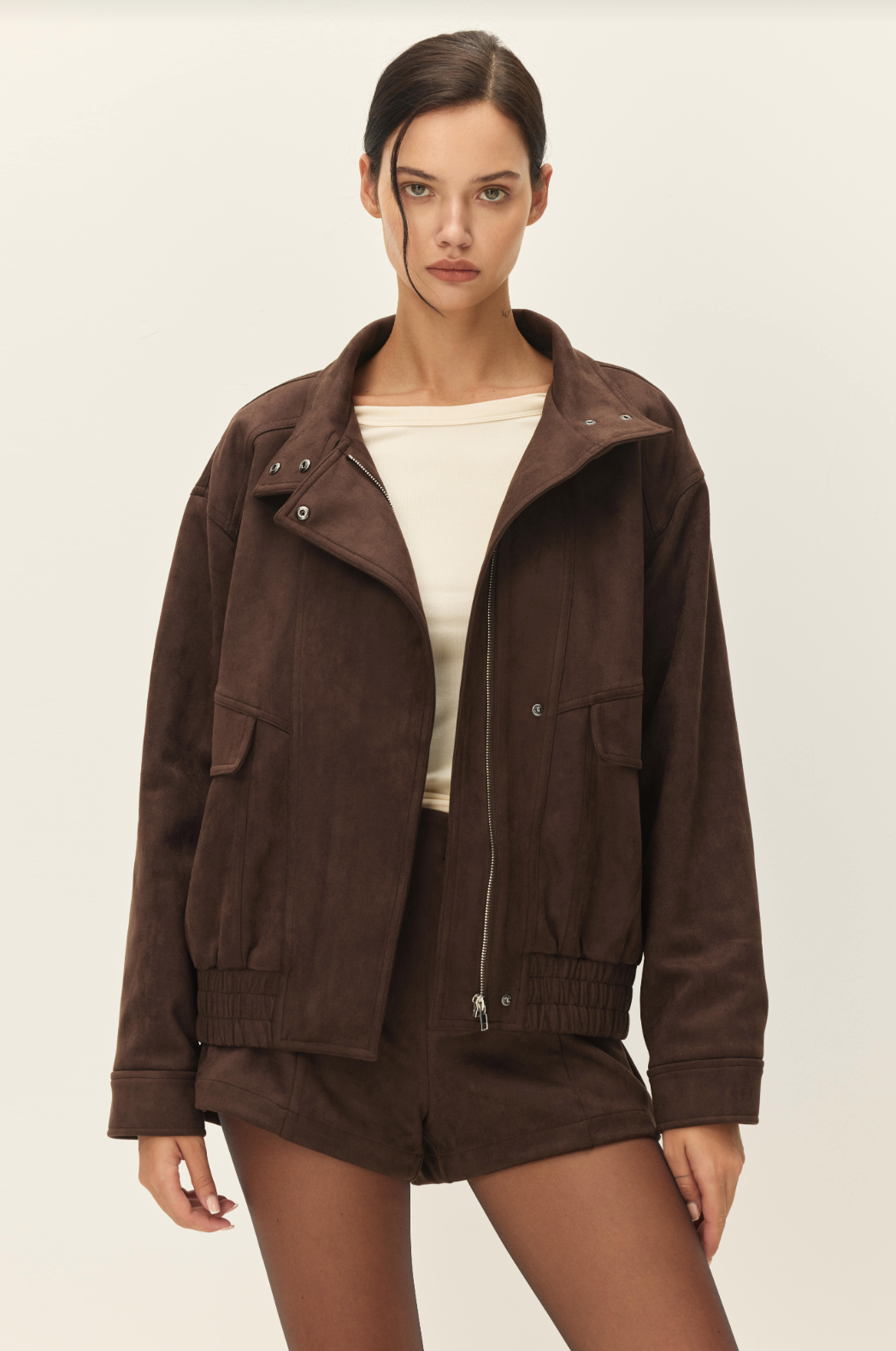 Elodie Marceau Faux Suede Jacket Chocolate