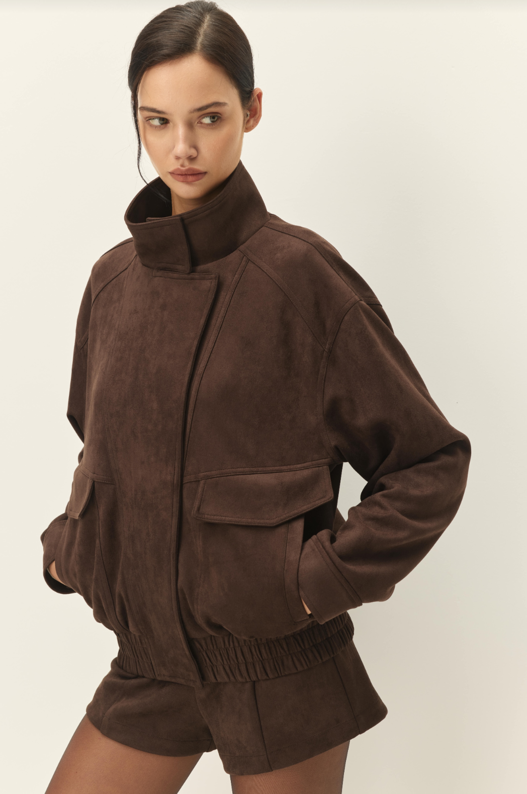 Elodie Marceau Faux Suede Jacket Chocolate
