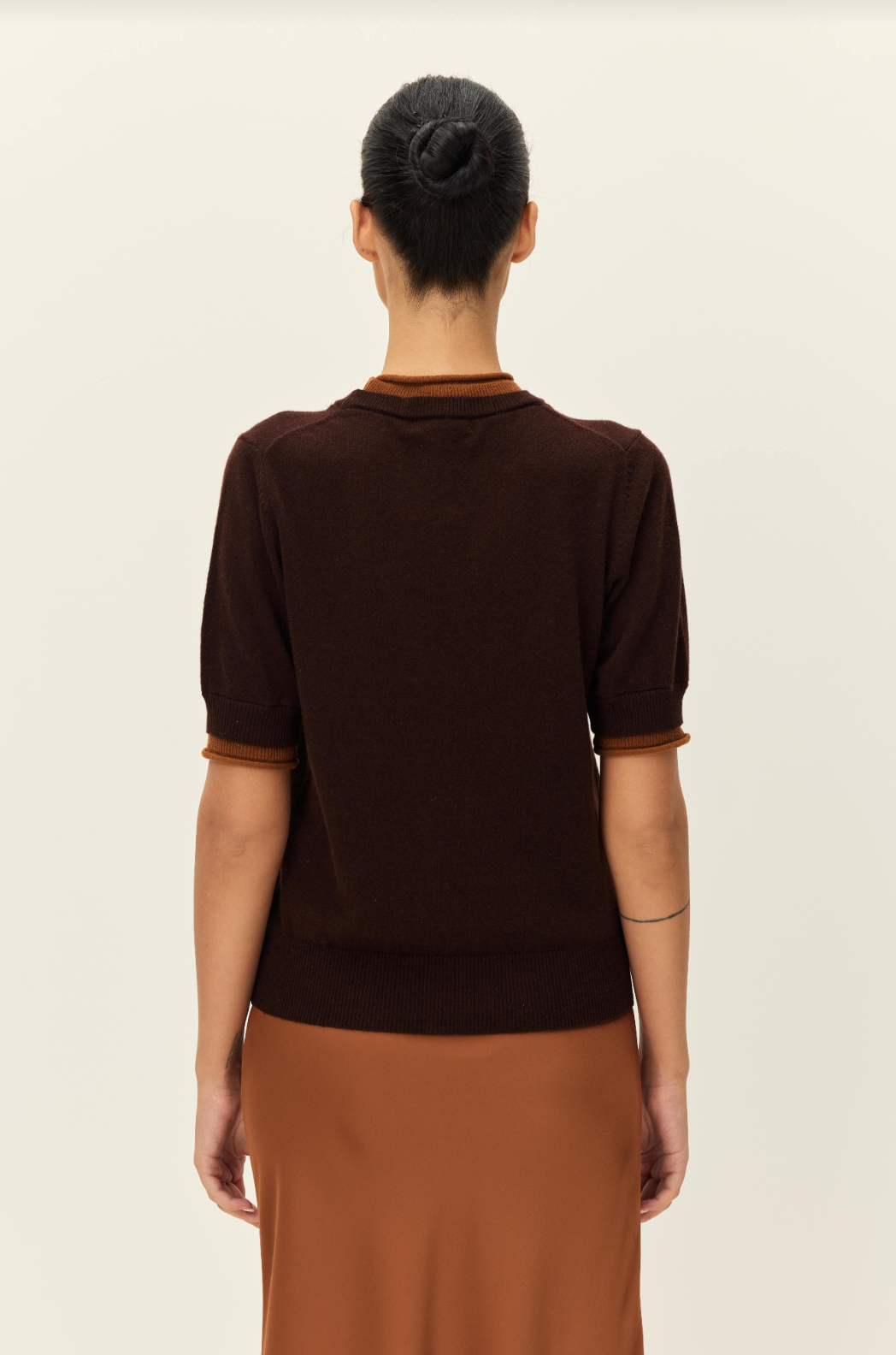 Elodie Sloane Knit Crew Neck Sweater Brown Camel