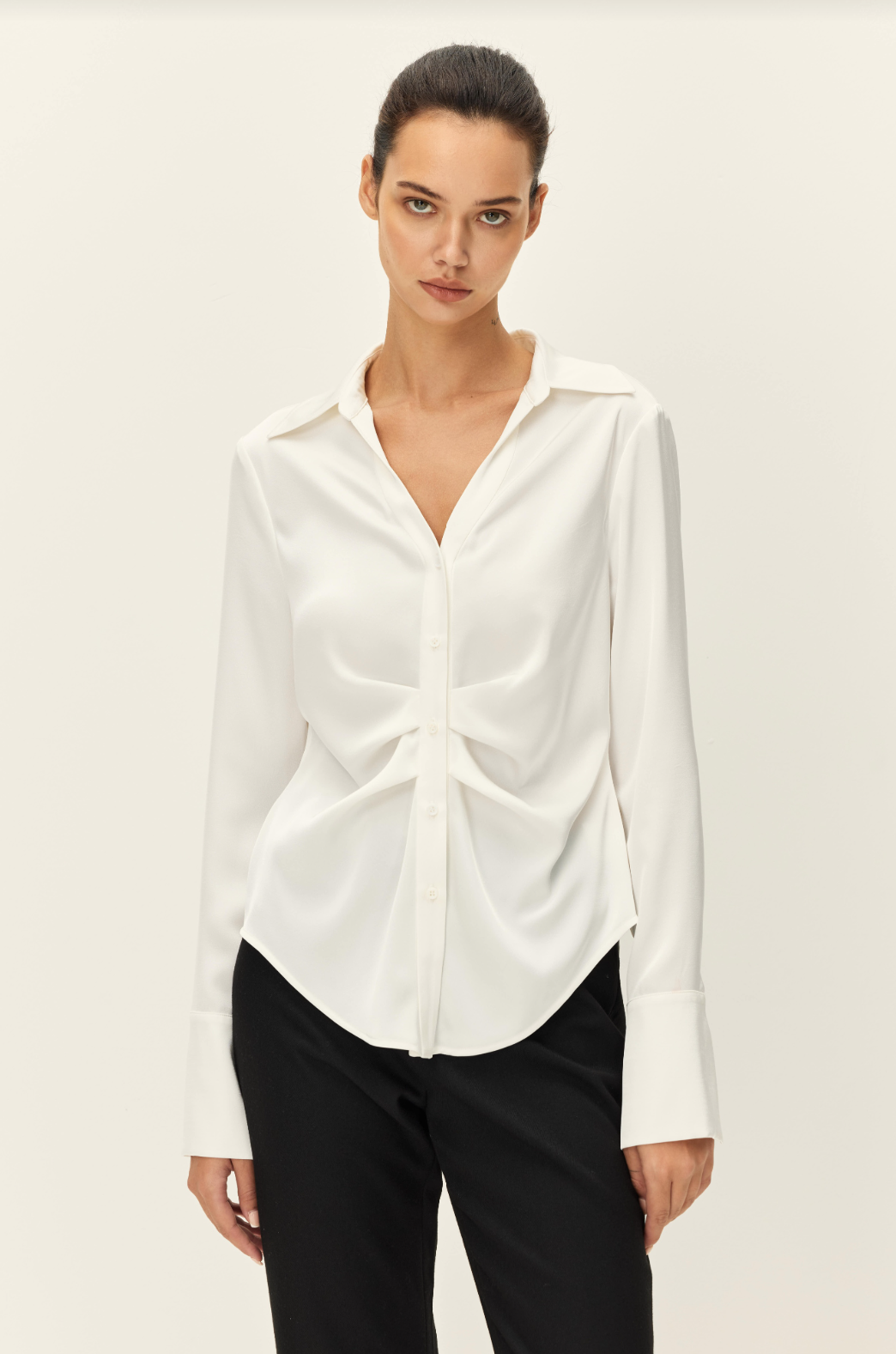 Canal Pleat Front Shirt White