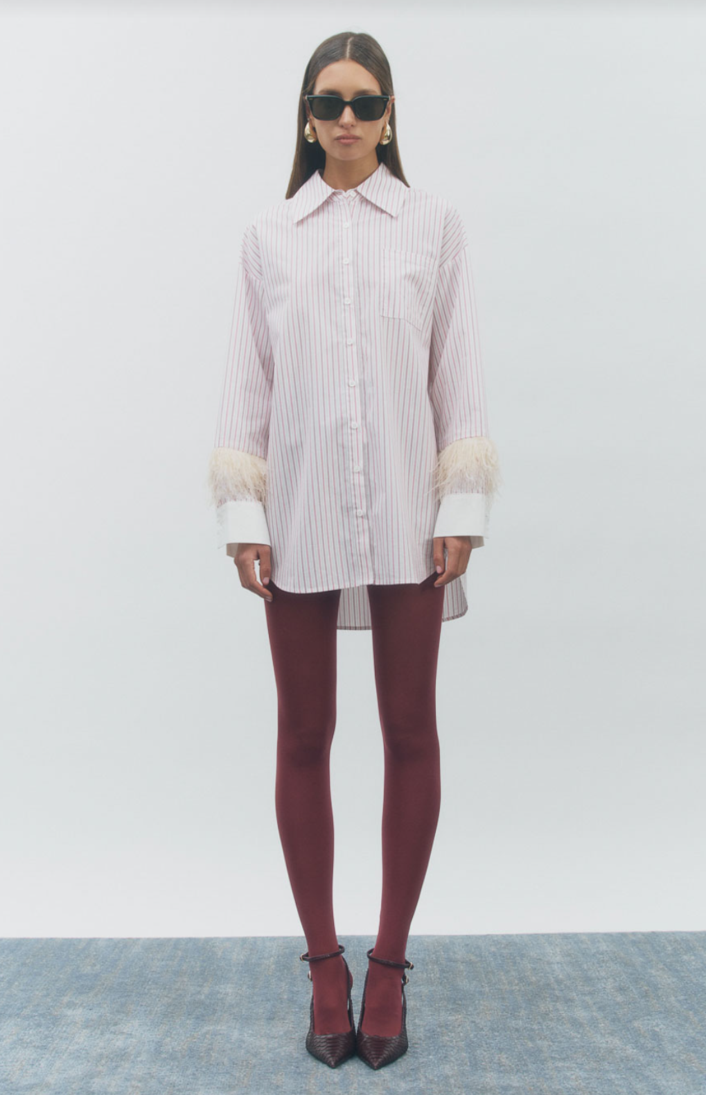 Maude Club Lottie Striped Shirt White Berry