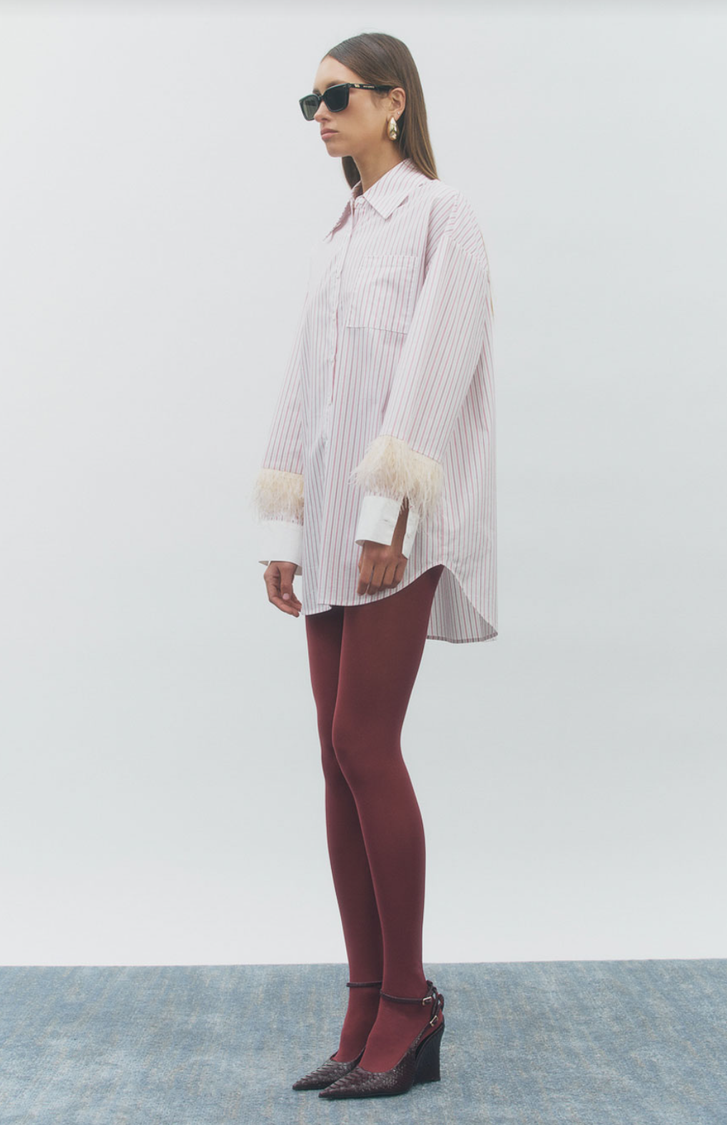 Maude Club Lottie Striped Shirt White Berry