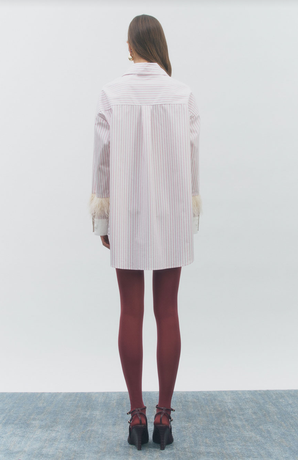 Maude Club Lottie Striped Shirt White Berry