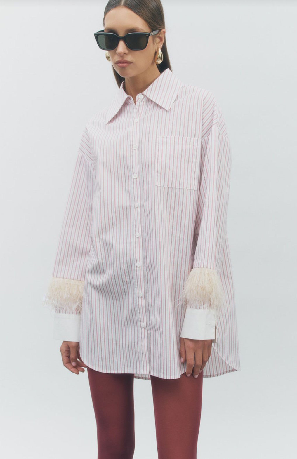 Maude Club Lottie Striped Shirt White Berry