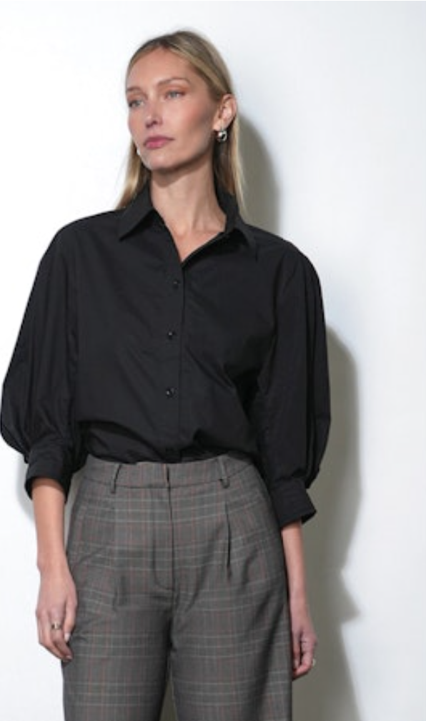 Greylin Thea Oversized Latern Sleeve Blouse Black