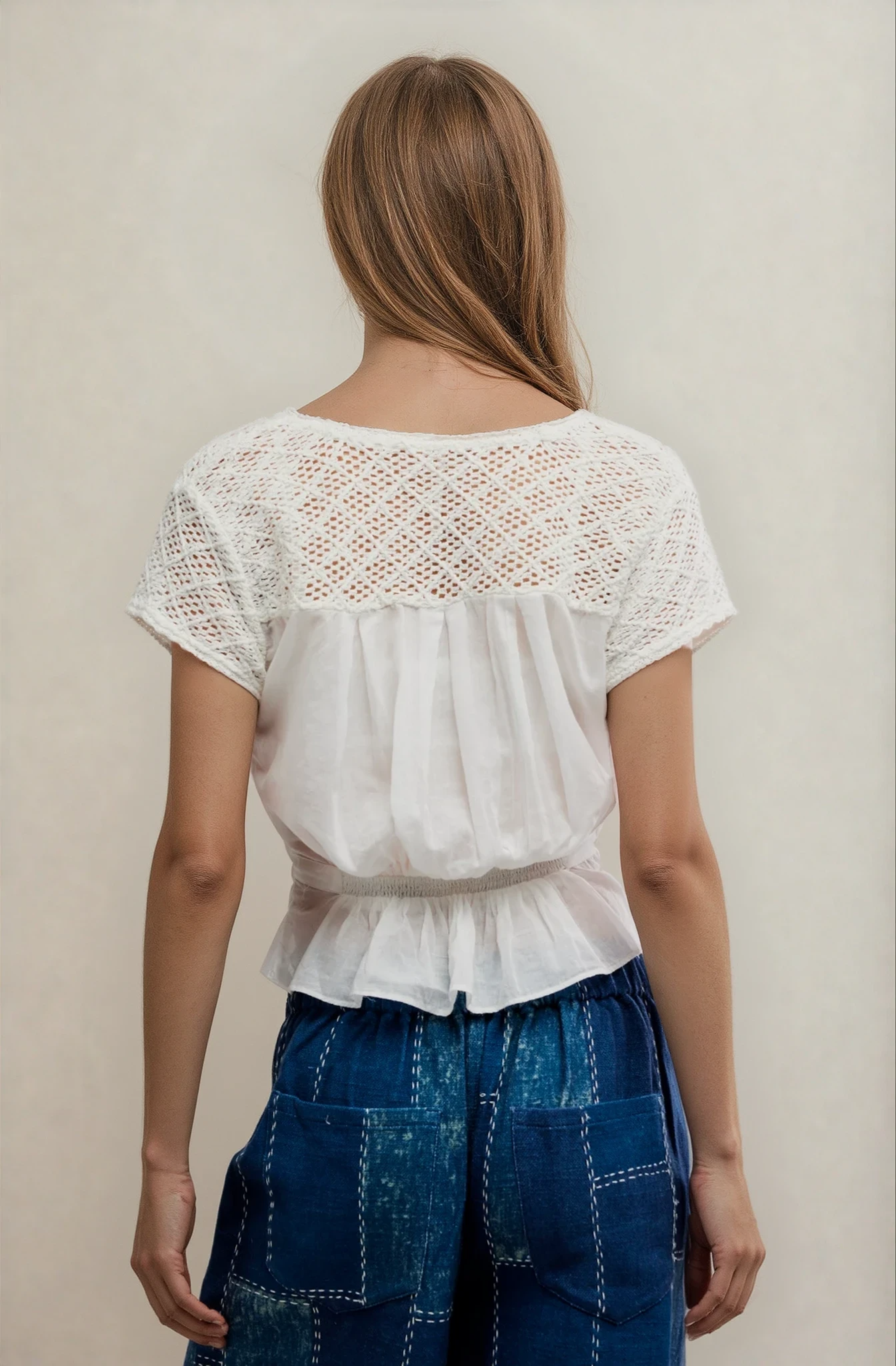 Free People Gemma Embroidered Top Clean Ivory