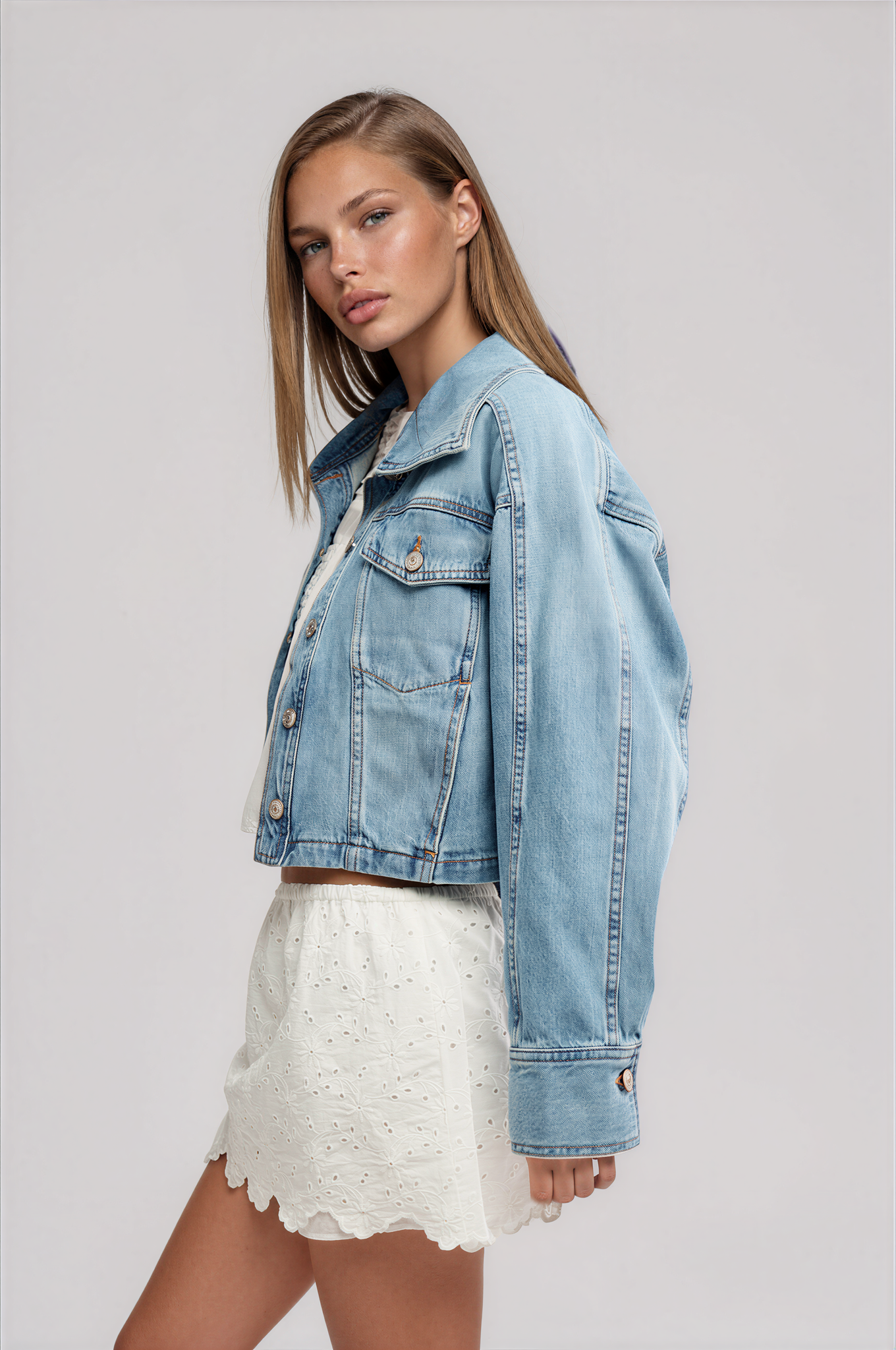 We The Free Side To Side Cropped Denim Jacket