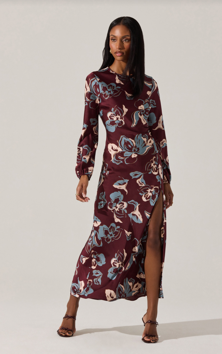 Elyse Dress Wine Floral
