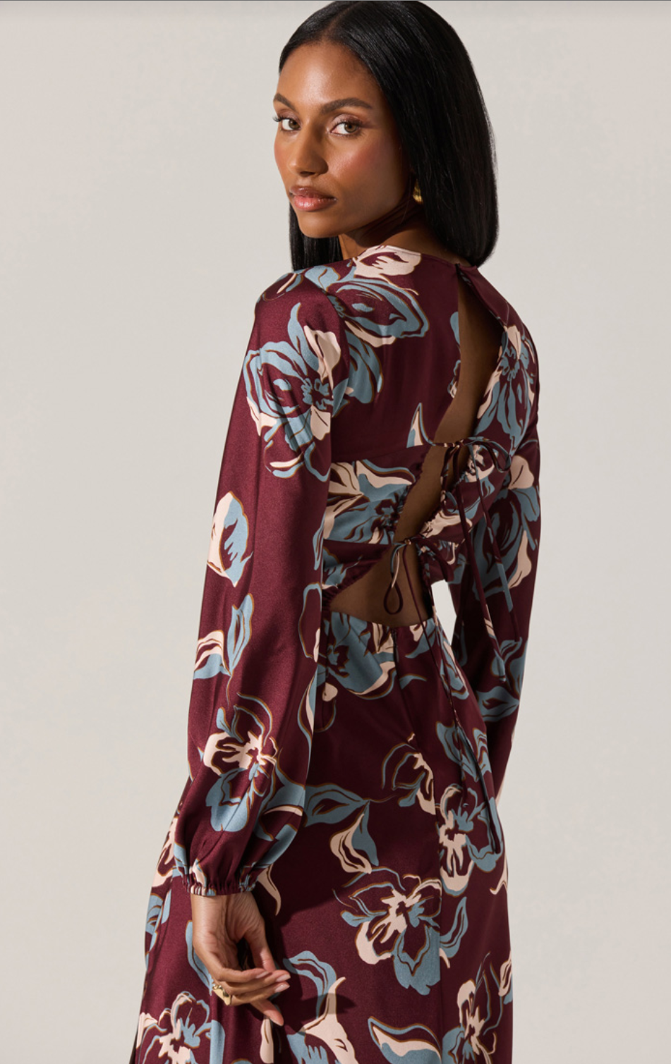 Elyse Dress Wine Floral