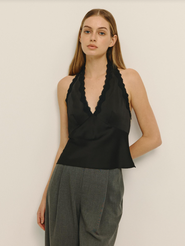 Rose Satin Halter Top