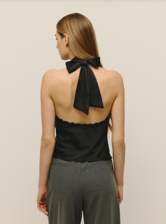 Rose Satin Halter Top