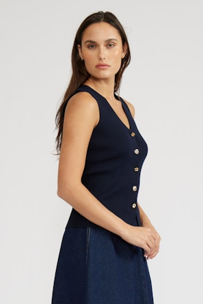 Desmond Knit Tank Top Navy